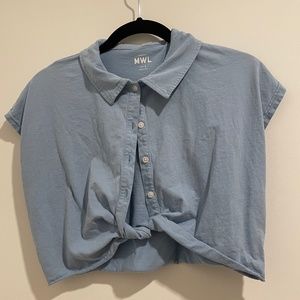 Crop Top blue collar shirt